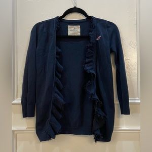 Hollister ruffle front long cardigan size small